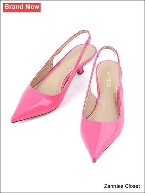 ✨ JENN ARDOR Slingback Heels Low Kitten Pumps Dressy Closed Pointed Toe Pull-On